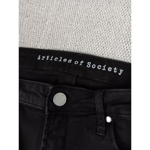 Articles of Society Skinny Jeans Womens 31 32X28 Black Out Stretch Raw Hem Ankle - Picture 7 of 15
